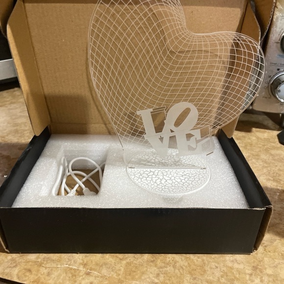 Elegant Heart LED Sculpture with White Base - Picture 5 of 5